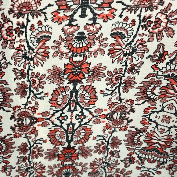 Gibson & Larimer Womens Top/Tunic L Orange/Cream Cold Shoulder Ruffles Unique - Picture 11 of 14